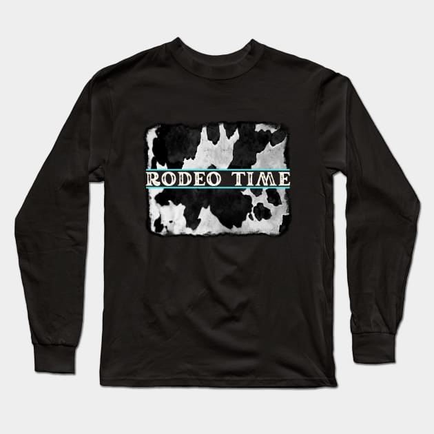 Rodeo Time Cowhide Print Long Sleeve T-Shirt by jackofdreams22